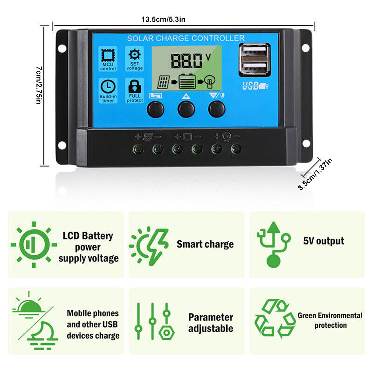 20W 12V Solar Panel Kit 12V Charging Off-Grid Battery Power RV Home Boat Camp