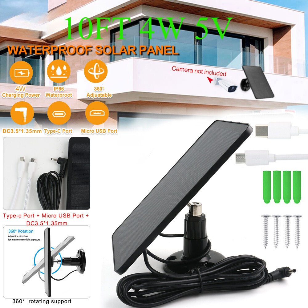 Ring Camera Solar Charging Panel Suitable for Outdoor Camera Battery Chargers