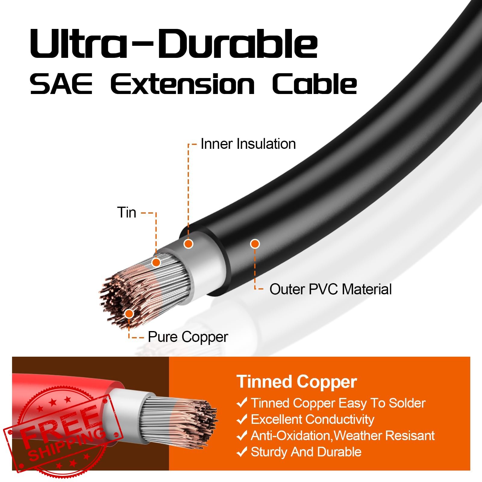 Bateria Power 16AWG 25FT SAE Cable