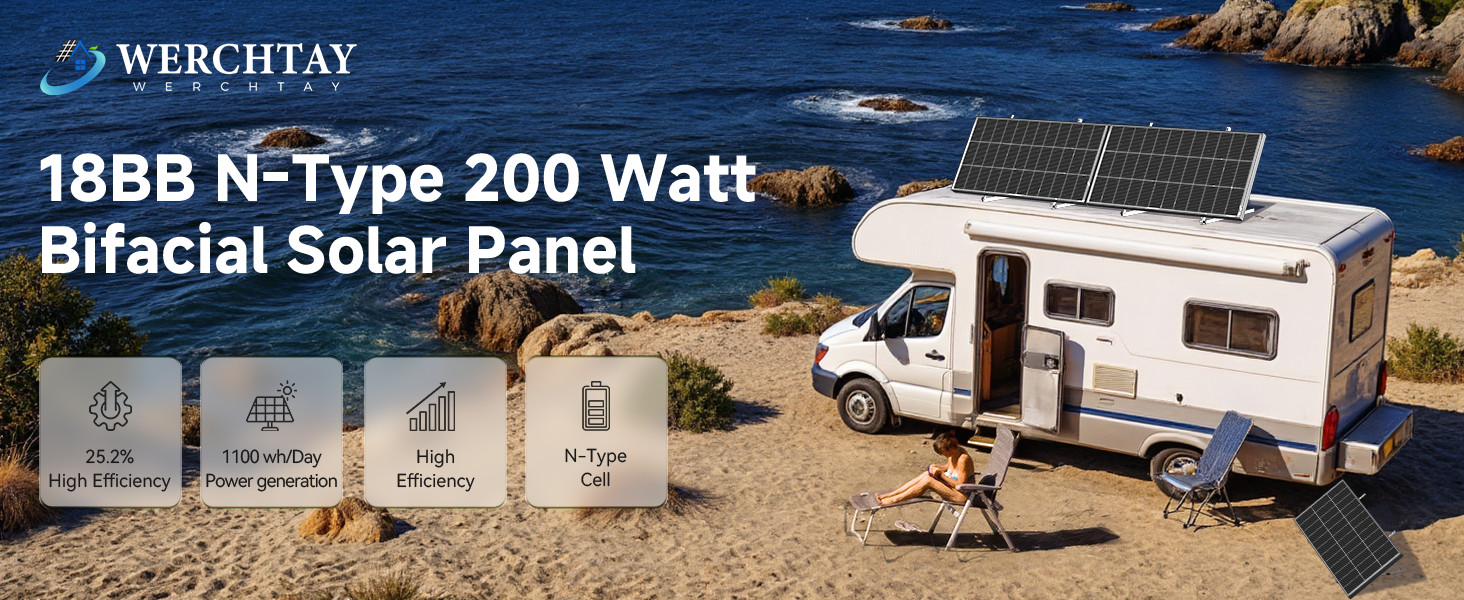 Bifacial 12V 400W 18BB Solar Panel High-Efficiency Battery Home PV Off-Grid Boat