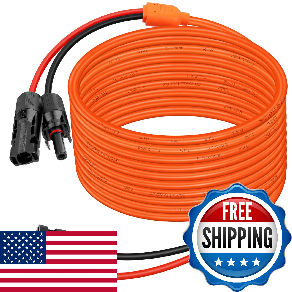 XRDS -RF Solar Extension Cable 75FT, 14AWG Tinned Copper with Solar Panel Connec