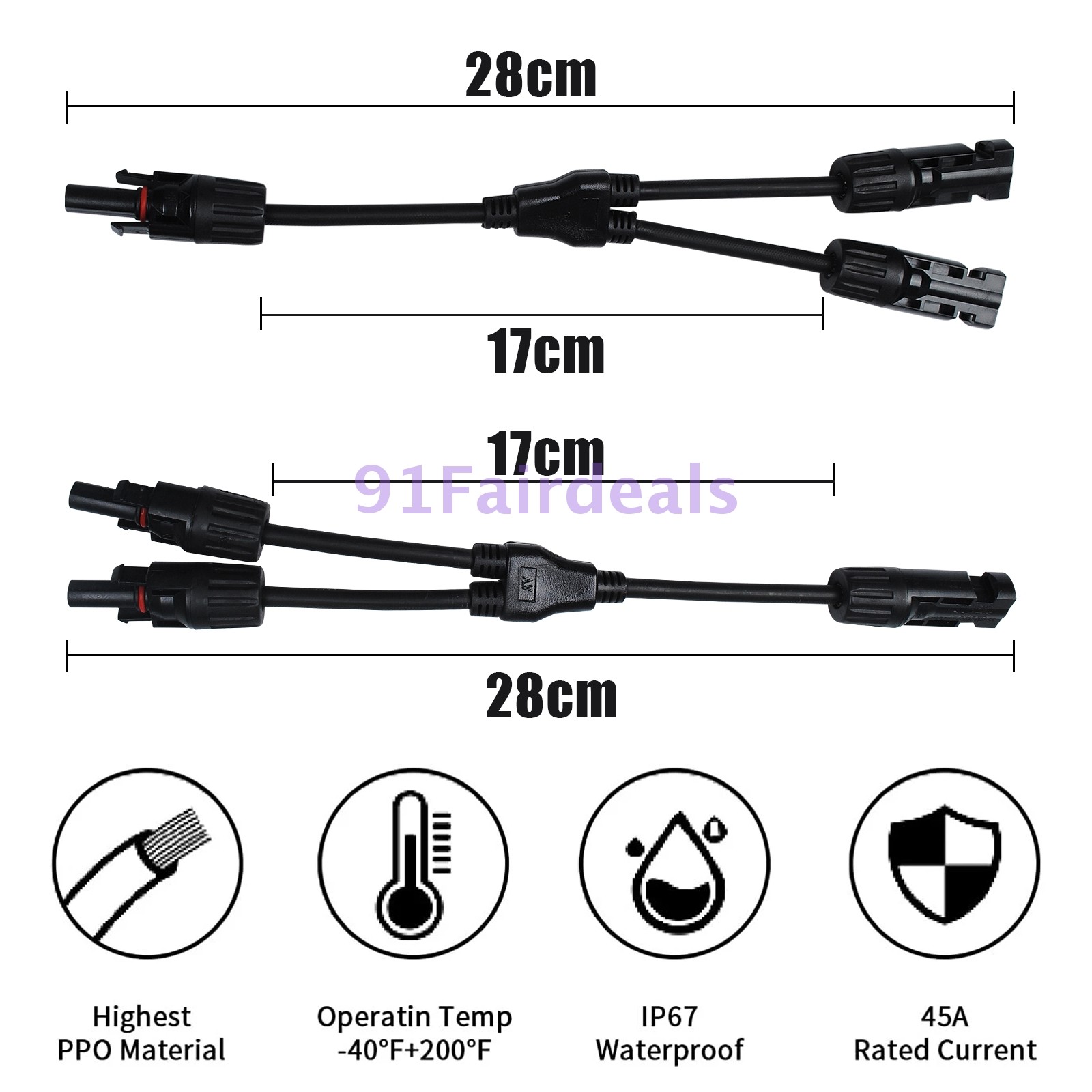 lot Solar Panel Y Branch Cable Connection Waterproof Adapter Connector Extension