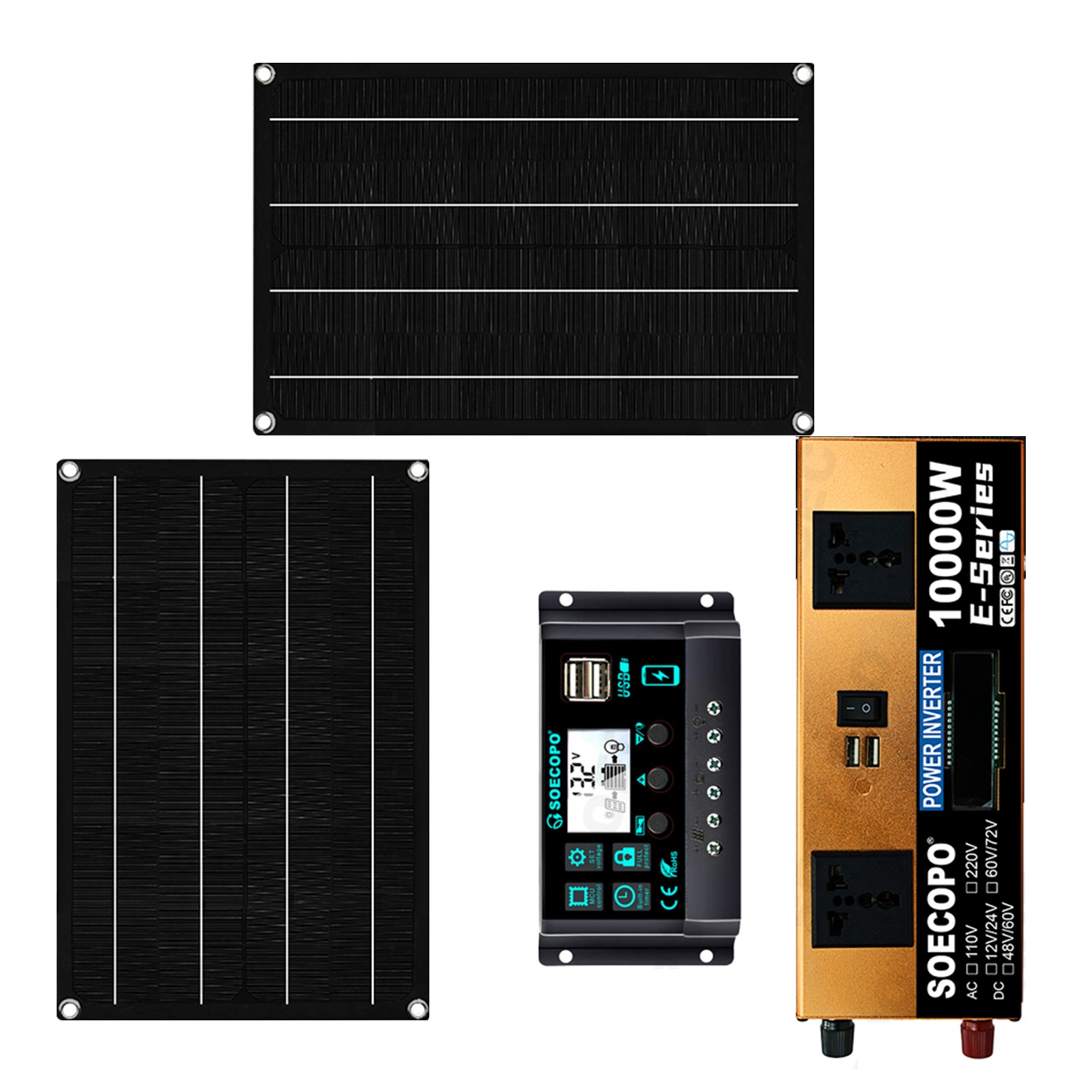 10000W Solar Kit | w/ Efficient Inverter, 2pcs Solar Panels, 100A ControllerXF