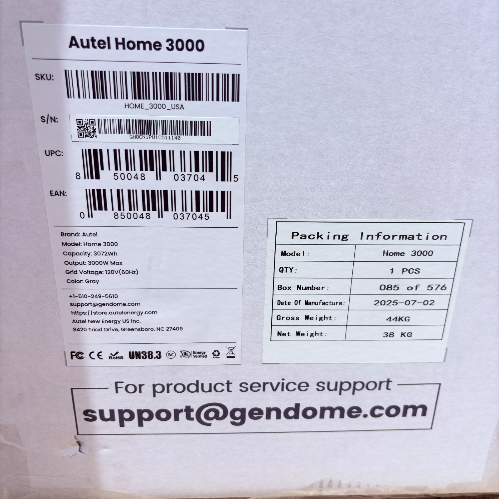 Autel (Gendome) Home 3000W Portable Power Station 3072Wh LiFePO4 Solar Generator