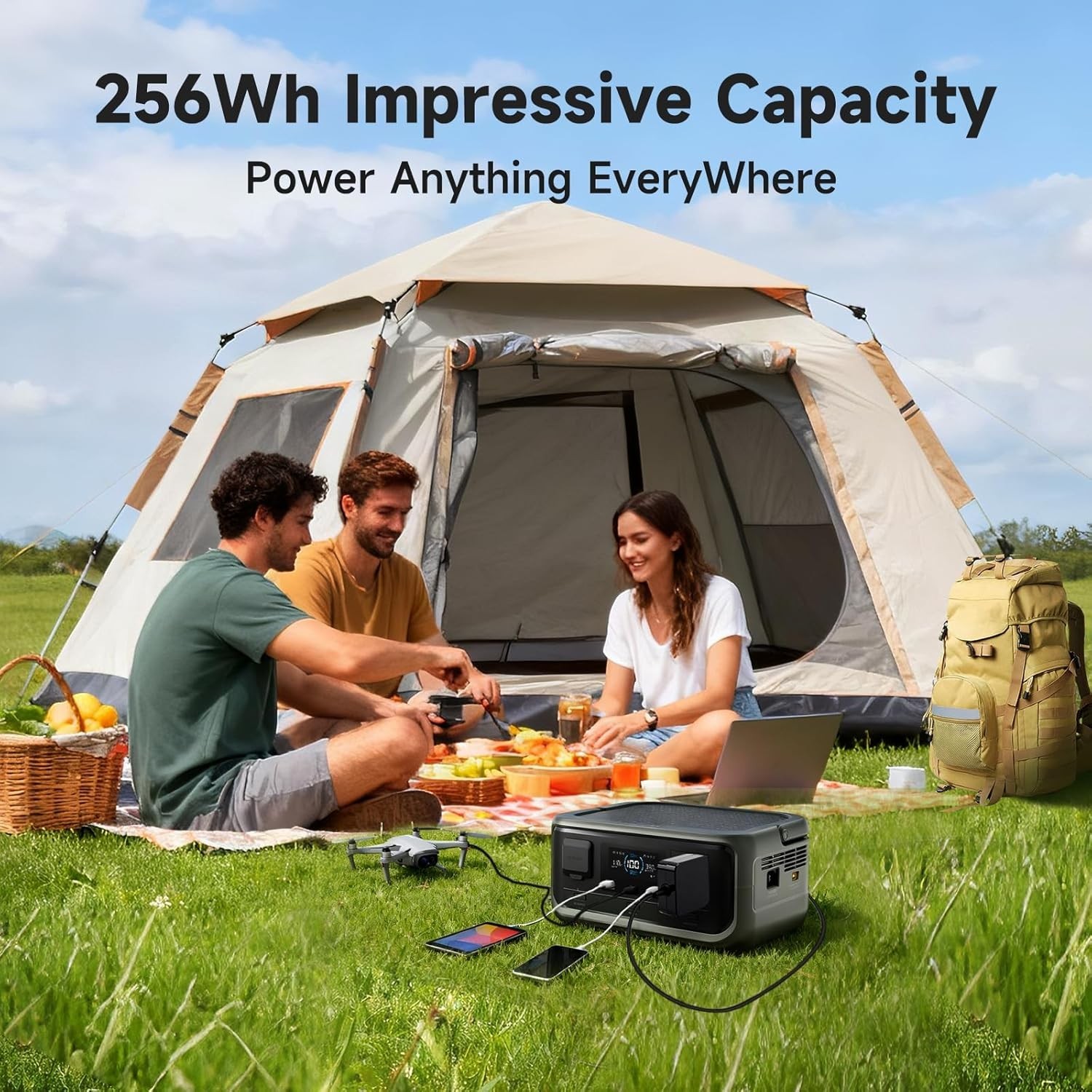 Portable Power Station LiFePO4 Battery 300W Solar Generator UPS for Camping RV