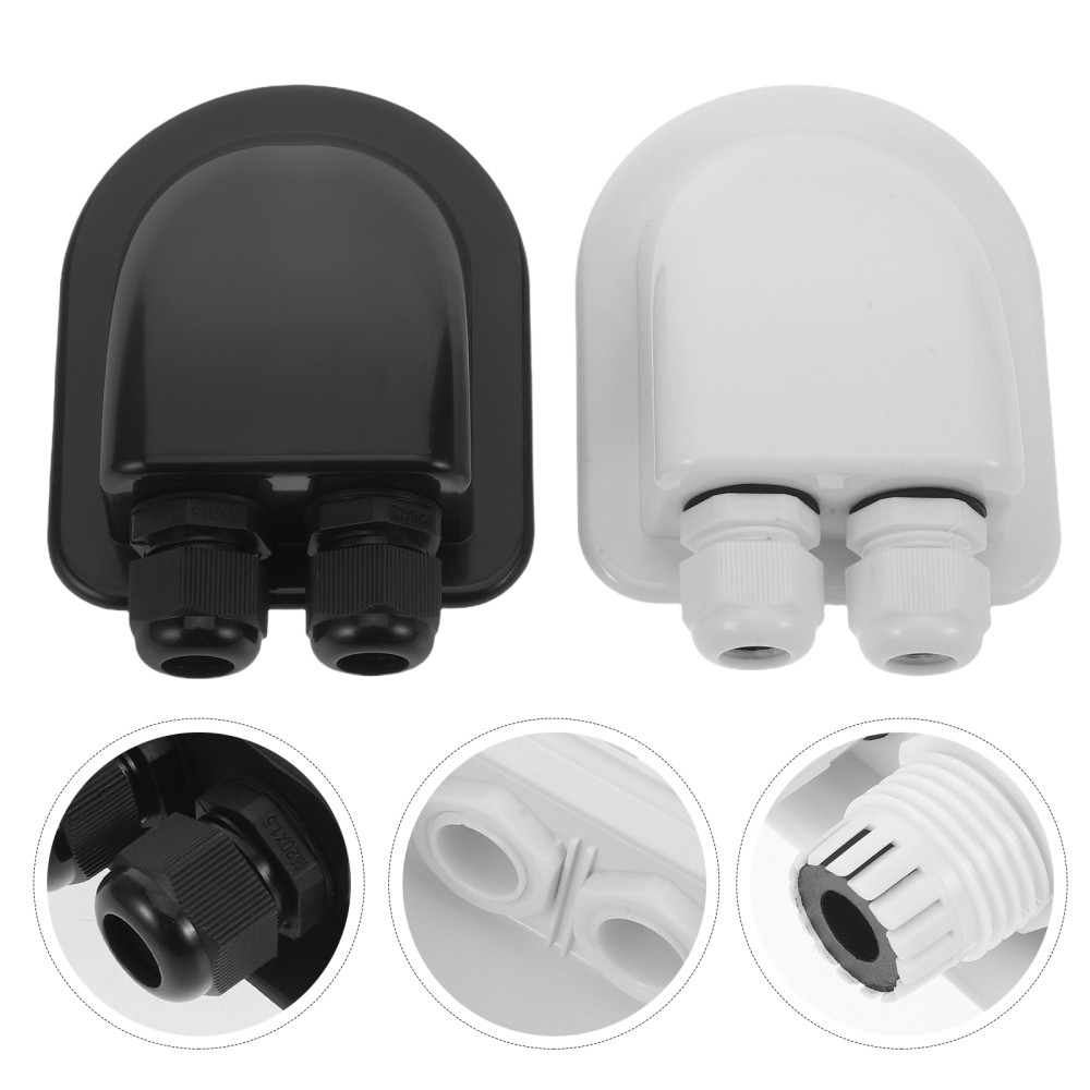 2Pcs Weatherproof ABS Double Cable Entry Glands Solar Wiring Box for Outdoor Use