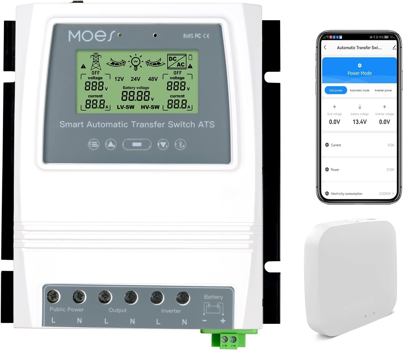 Smart Automatic Transfer Switch for Off Grid Solar Wind System, Dual Power Contr