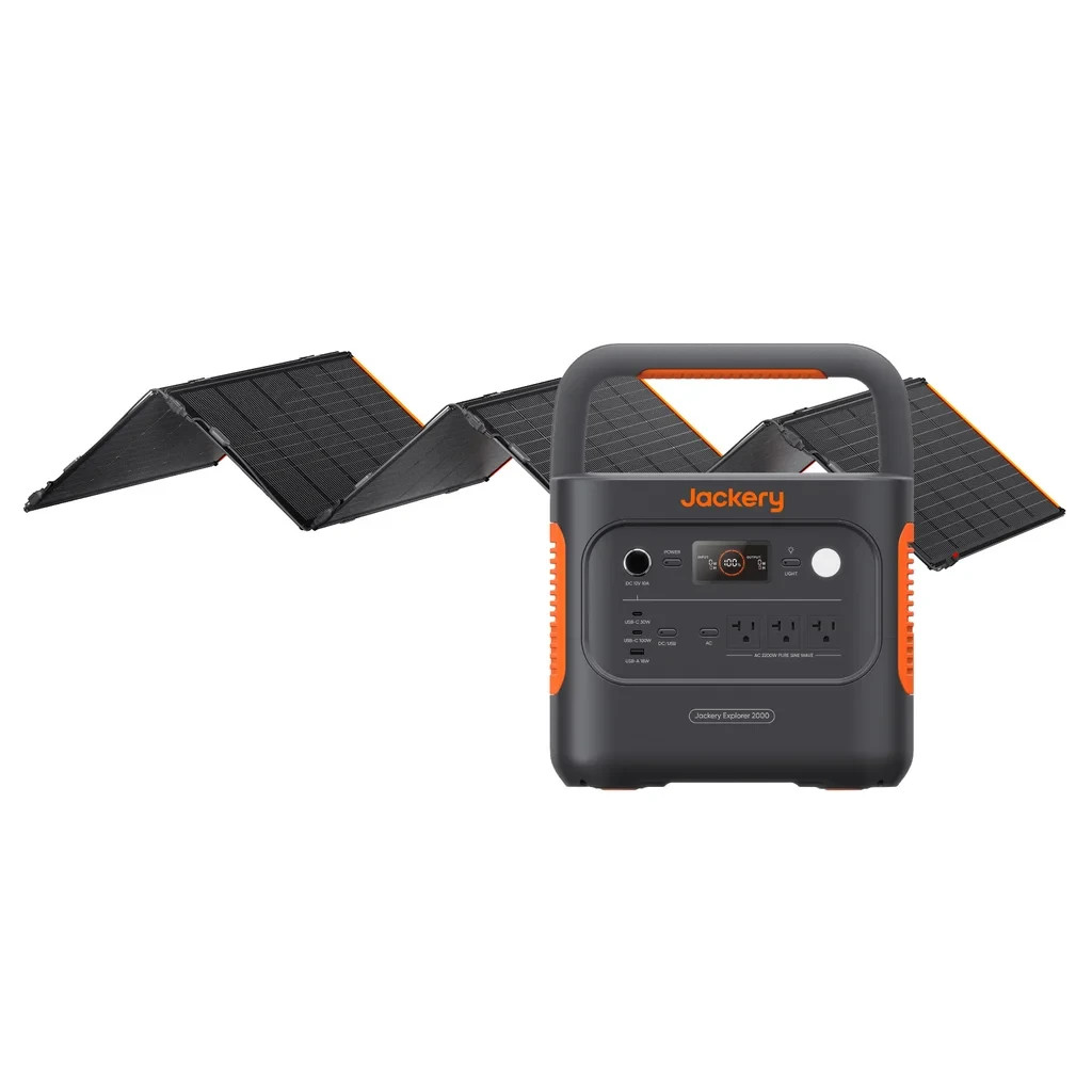 JACKERY POWER STATION EXPLORER 2000 v2 SOLAR GENERATOR PORTABLE 500W SOLAR PANEL