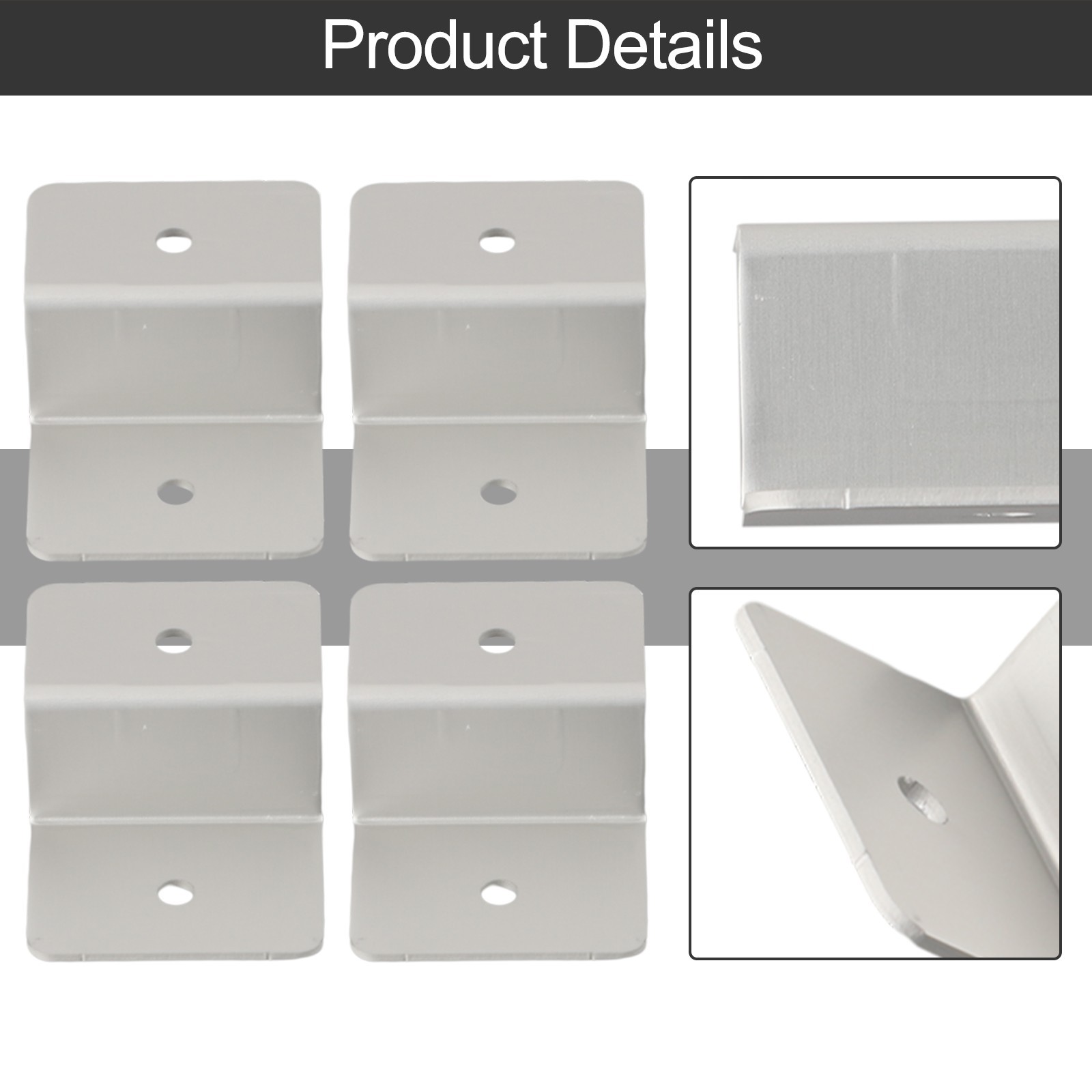4x Panel Mounting Solar Z-Style Brackets Mounts Aluminum Alloy Battery Energy