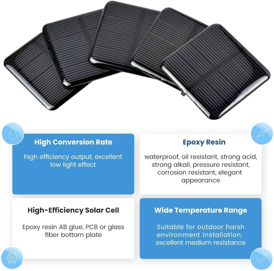 10pcs Mini Monocrystalline Solar Cells Solar System Kit 50mm X 50mm/1.96″ X 1…