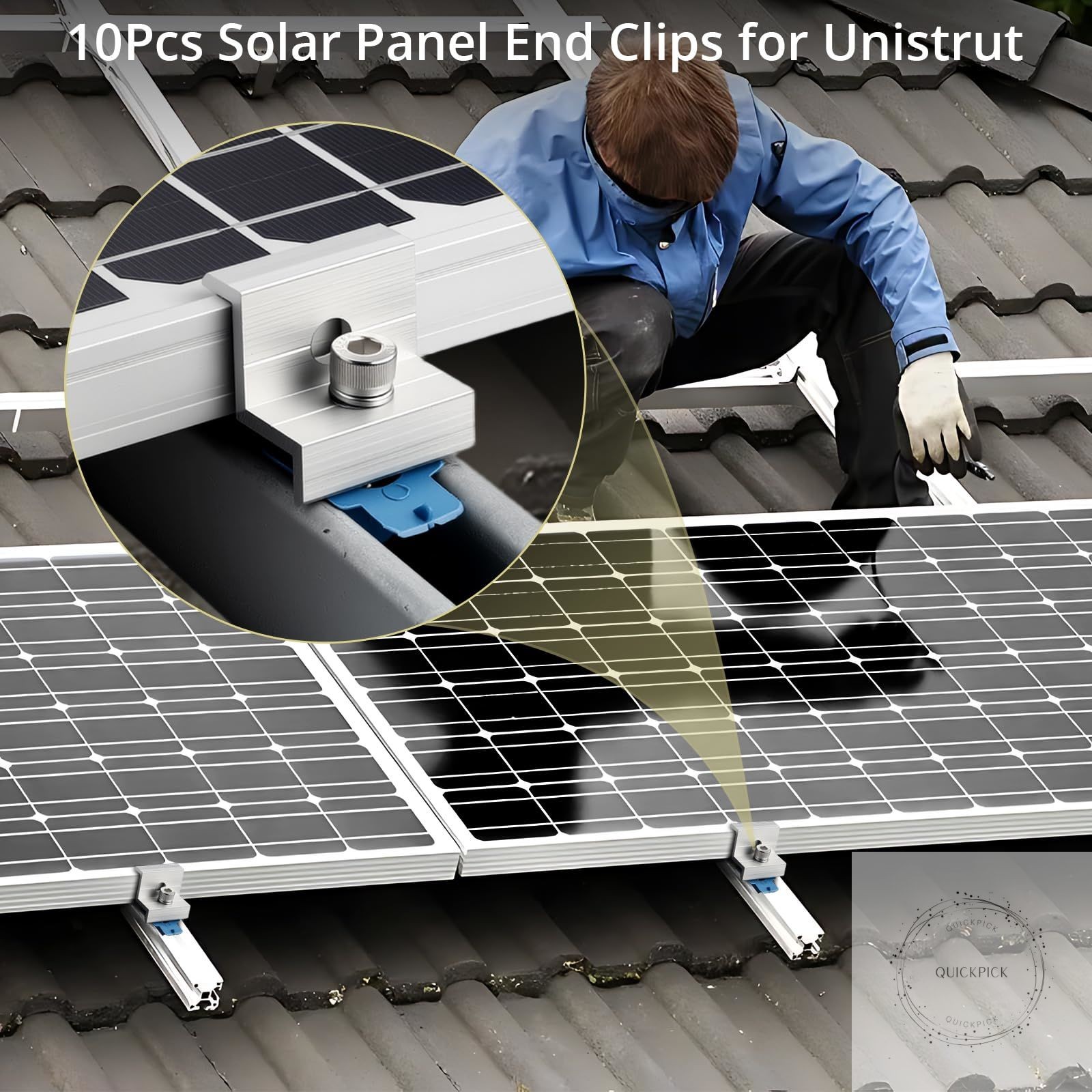 10pcs Solar Panel End Clamp for Standard Unistrut Aluminum 30mm/35mm Solar Panel