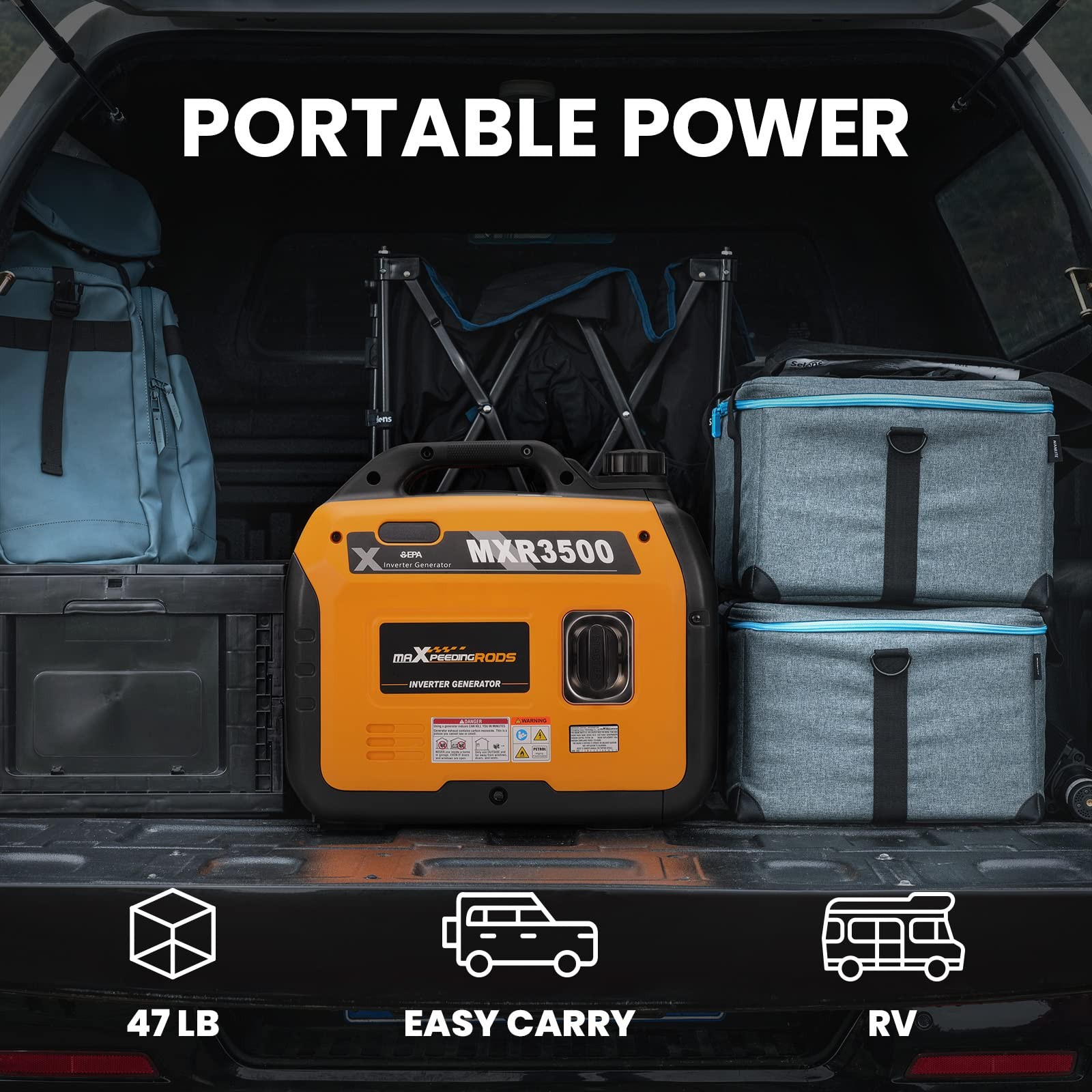 maXpeedingrods 3400 Watt Portable Inverter Generator Gas Powerd, Compact and …