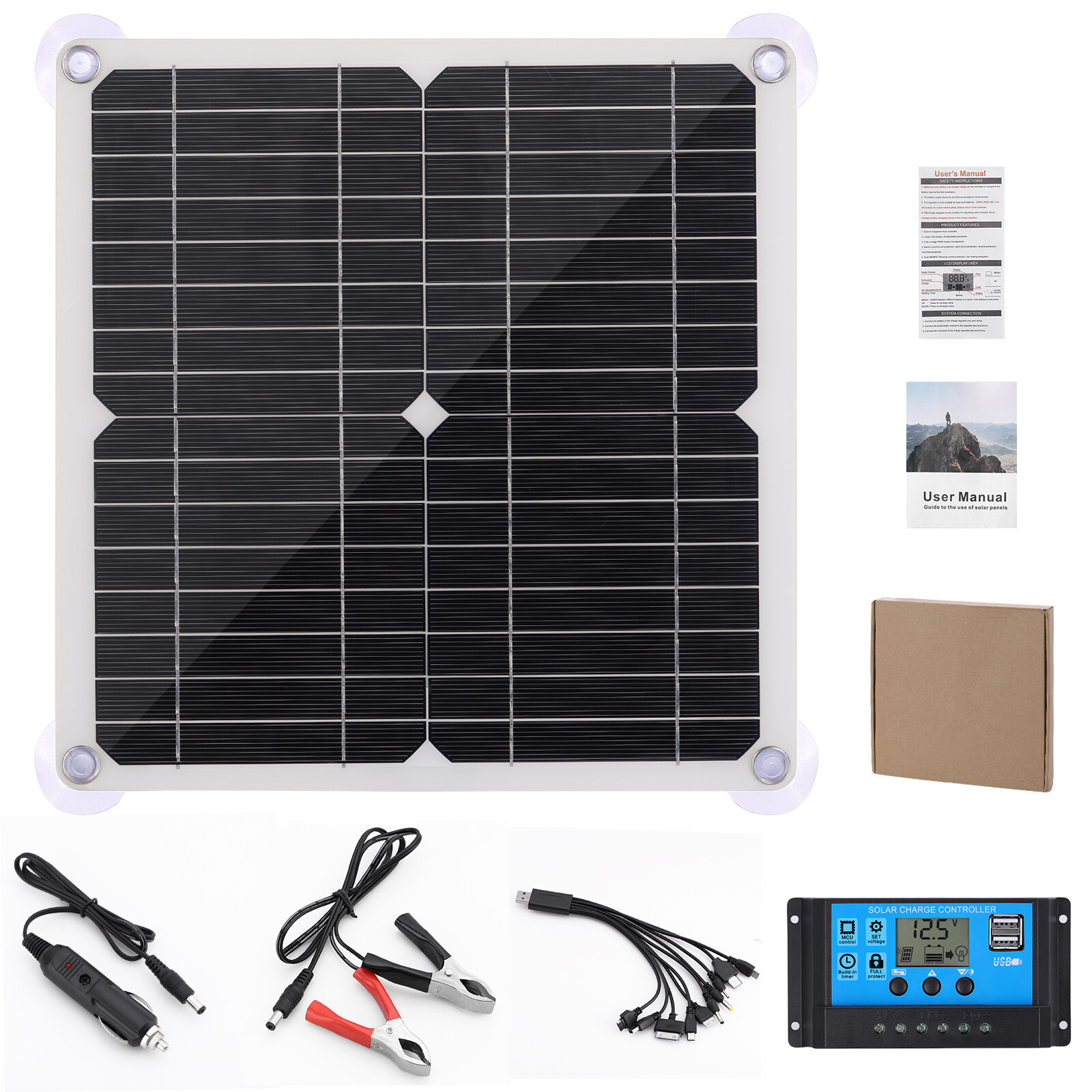 200 Watts Solar Panel Kit 12V 100A Battery Charger with Controller Caravan Boat