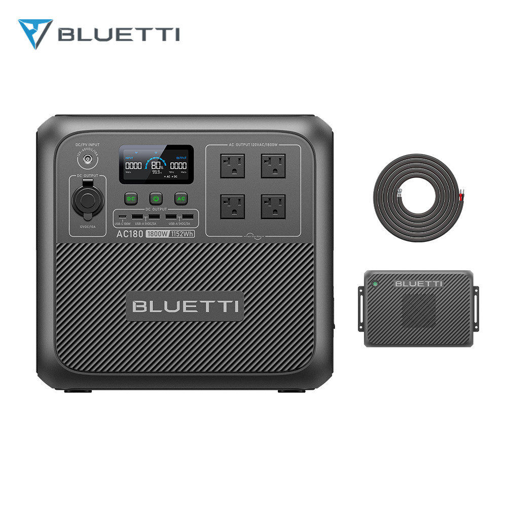 BLUETTI AC180 1152Wh+Charger 2 1200W Alternator Charger for Road Trips Off-grid
