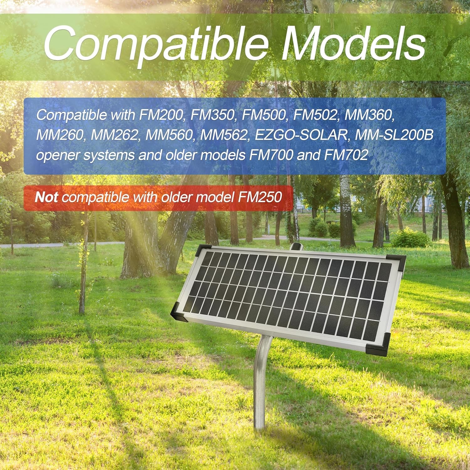 10W Solar Panel Kit for Automatic Gate Openers Compatible with Mighty Mule