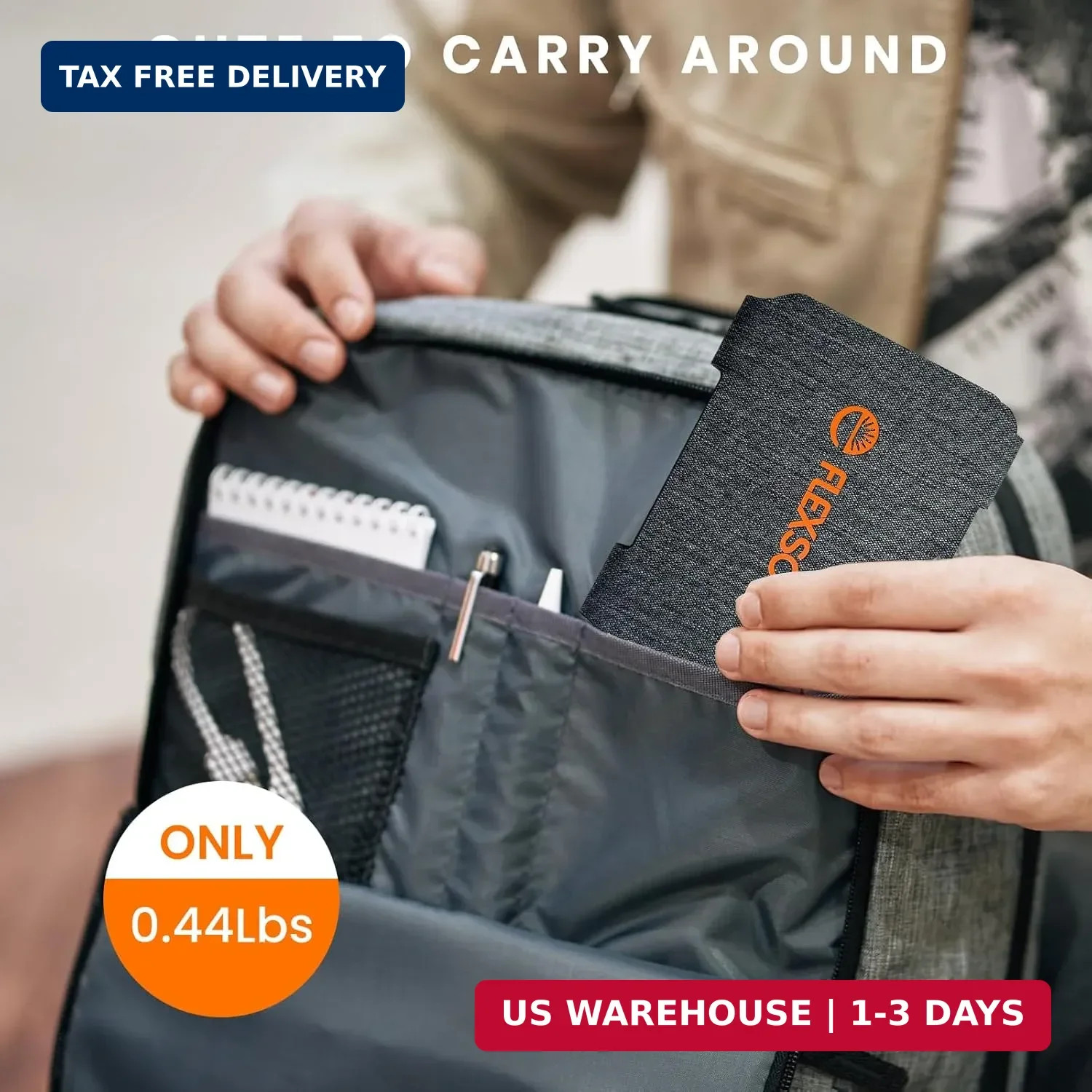 FlexSolar 10W Foldable Solar Panel Charger USB IP67 for Camping Hiking 4 Folds