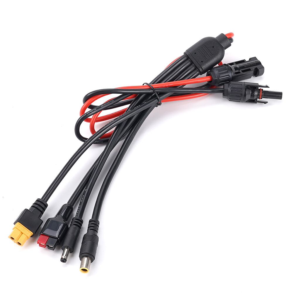 Solar Panel Extension Cable 4 In 1 DC5521 7909 XT60 Female Connector PV Wire 3ft