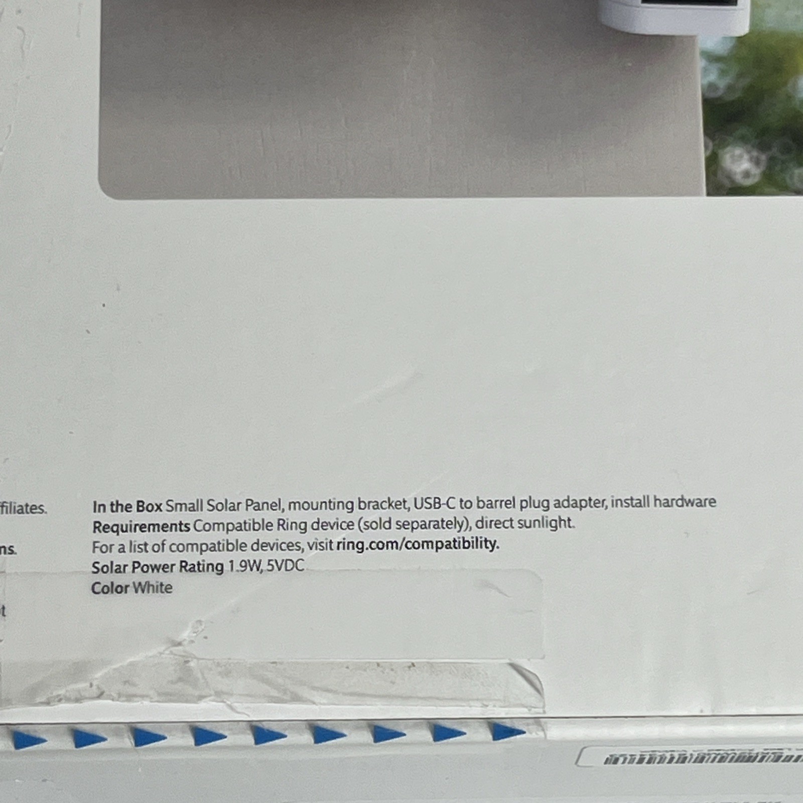 Ring Small Solar Panel 1.9W for Outdoor Camera White With Flexible Mount
