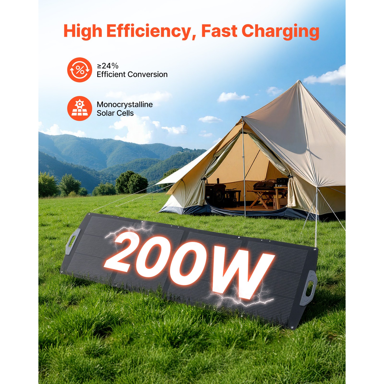 Uimoso 200WPortable Foldable Solar Panel with 24%High-Efficiency Monocrystalline