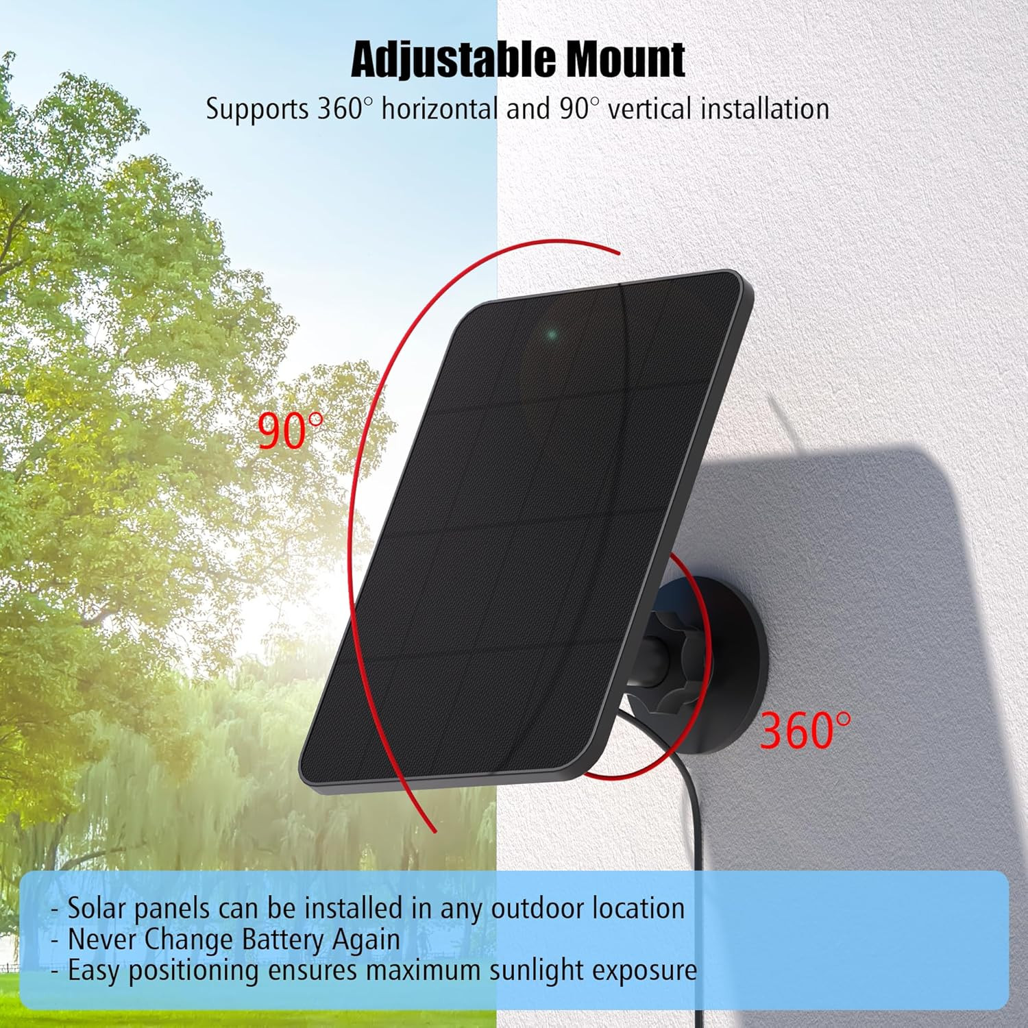 4W Solar Charger for Blink Outdoor Camera, USB-C, IP65 Waterproof, 13.1ft Cable