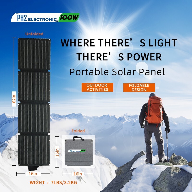 100w Portable Foldable Solar Panel Kit (18V,16x16inch,7lb),Solar Controller