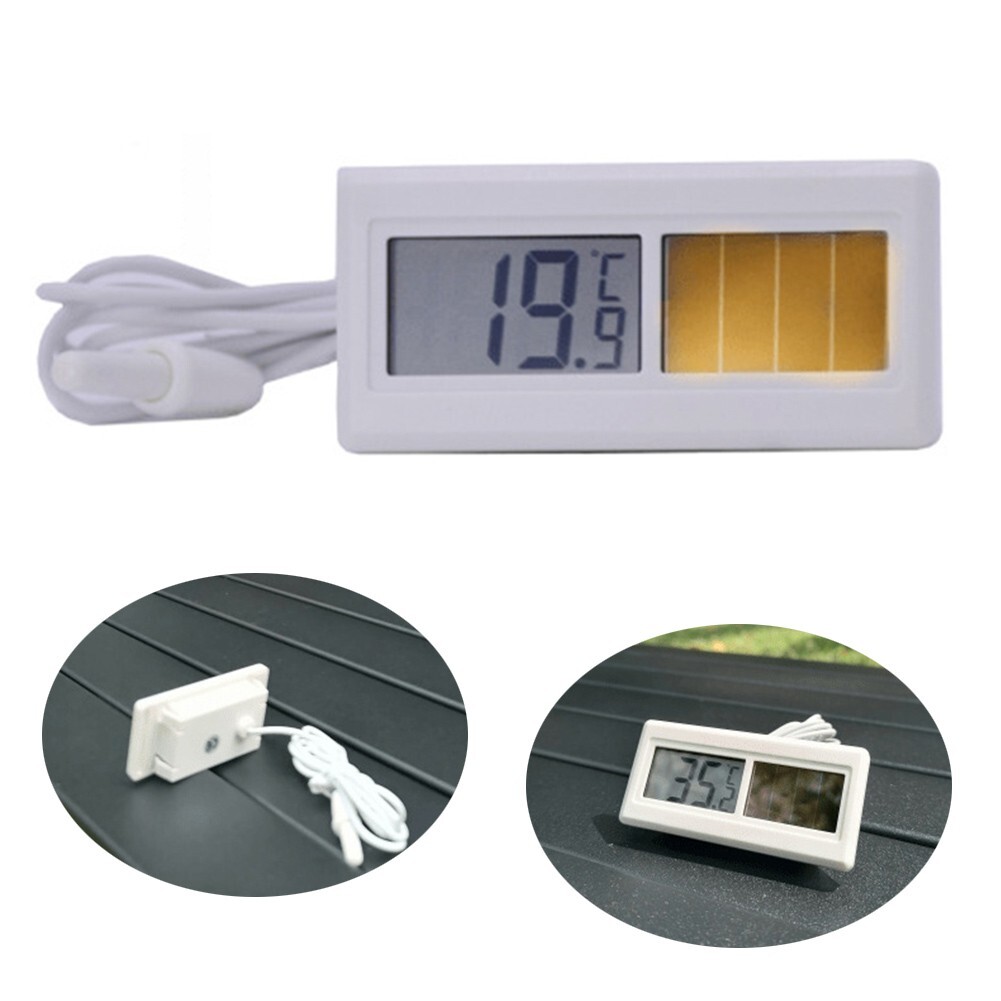 Solar Powered Temperature Monitor with Clear LCD Display and Long Cable