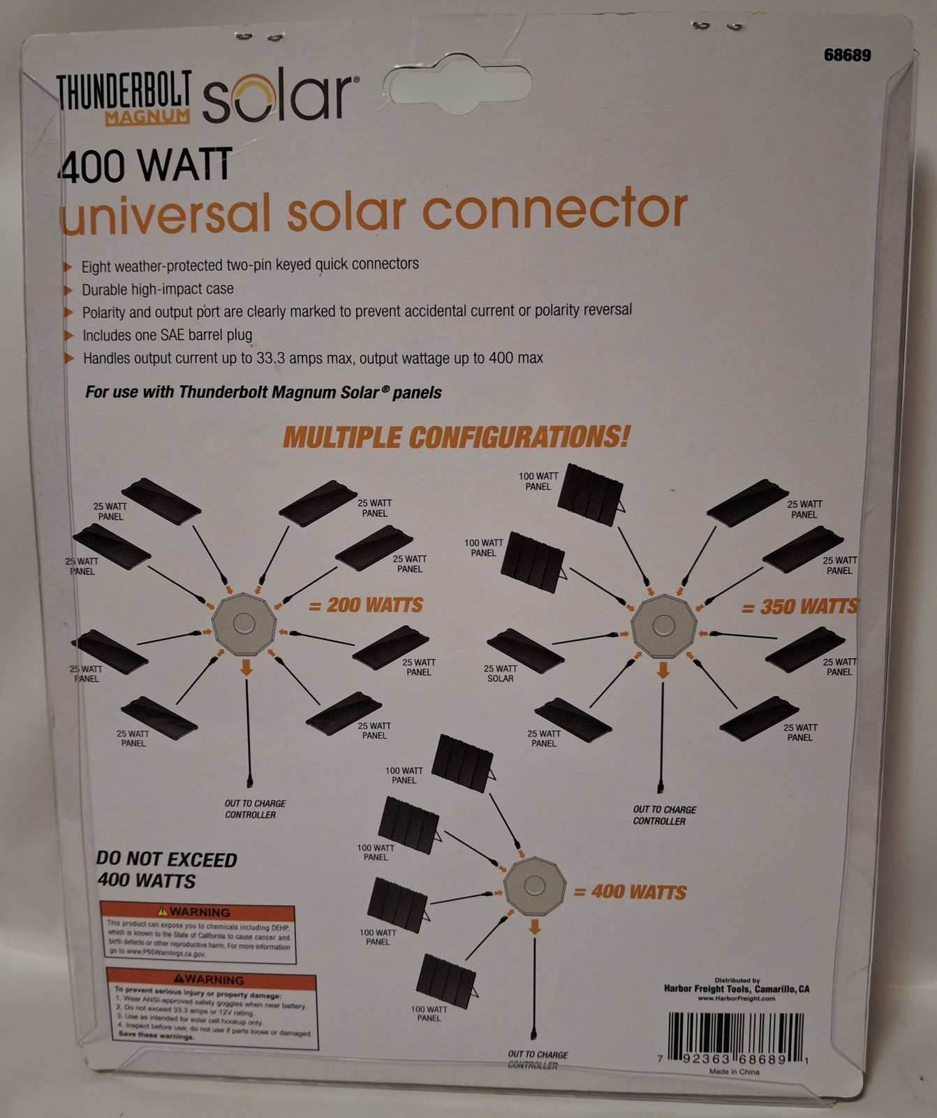 Thunderbolt Magnum 68689 Universal Solar Connector 8 Panel 400W Output