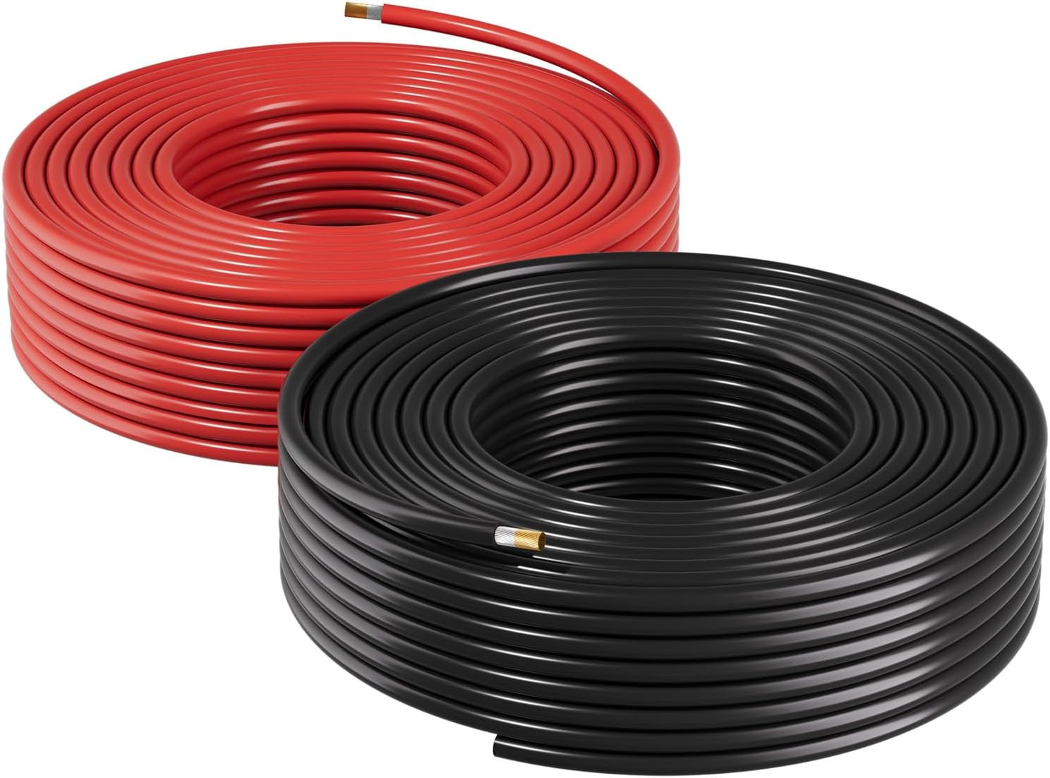 Solar Panel Wire, 50 Ft Black + 50 Ft Red Kit, 10 AWG (6 Mm²) Solar Panel Extens