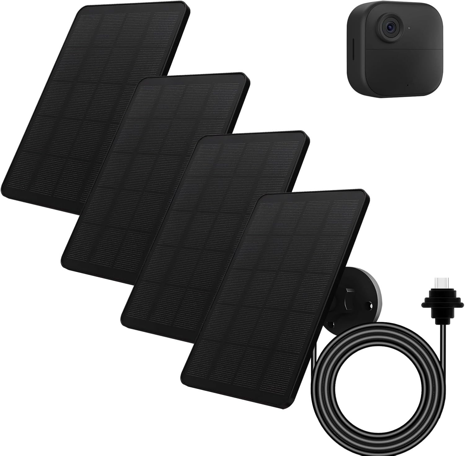 4W Solar Panel for Outdoor 4 Camera IP65 Waterproof with 13ft USB-C Cable Mount