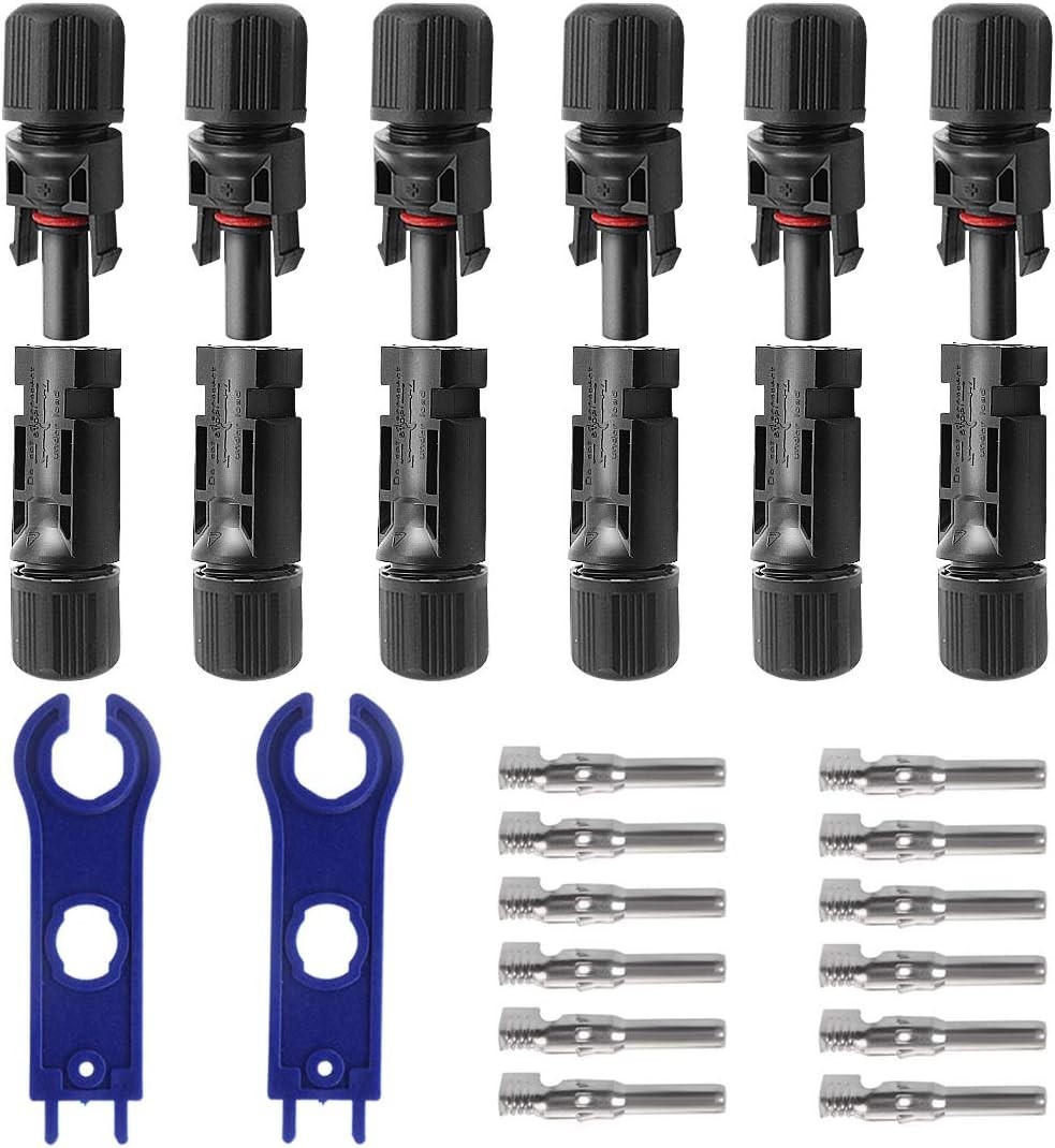 6 Pairs of Heavy-Duty Waterproof Solar Panel Connectors – Male & Female Design