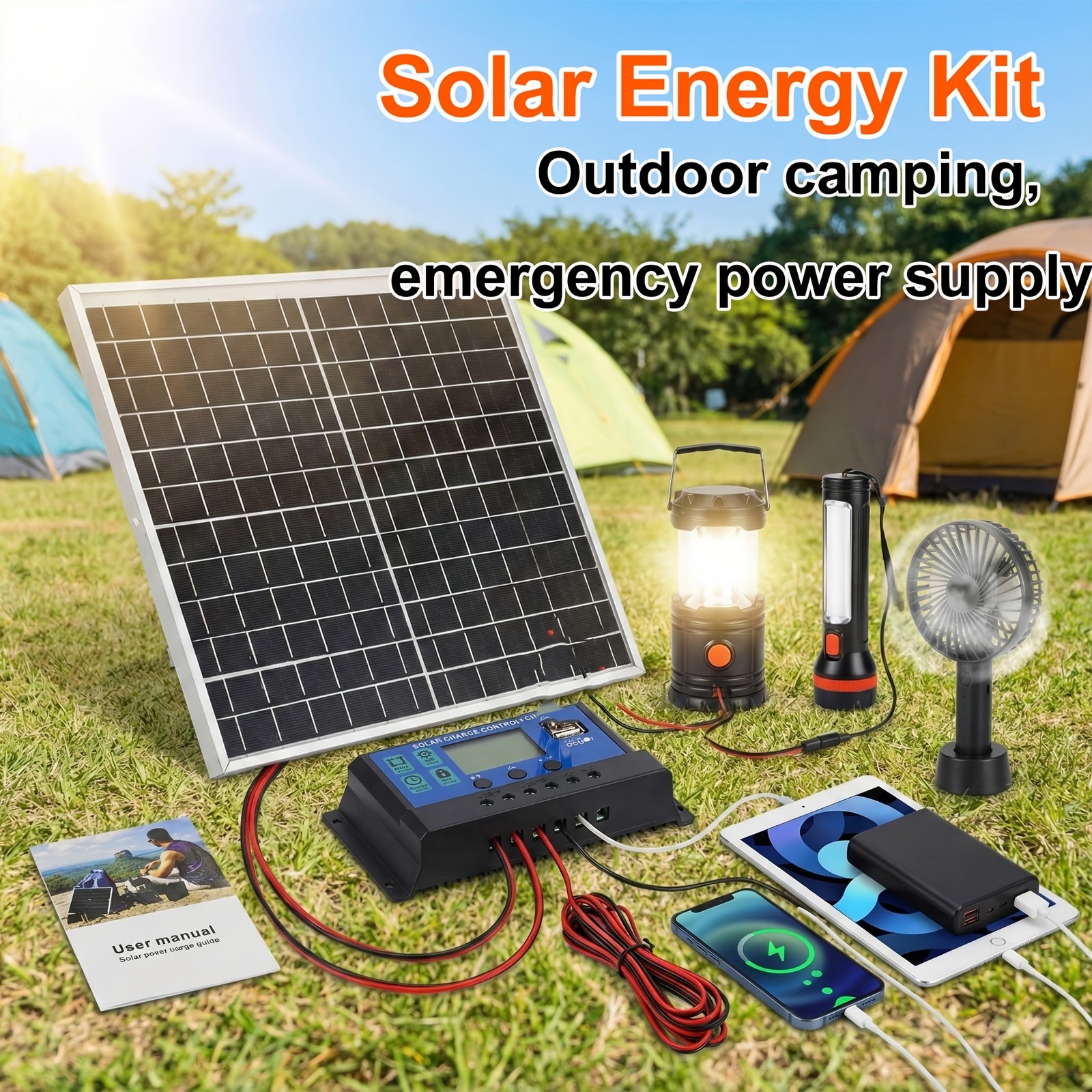 18V USB Solar Panel Kit, 100A Charging Controller for Car Boat RV