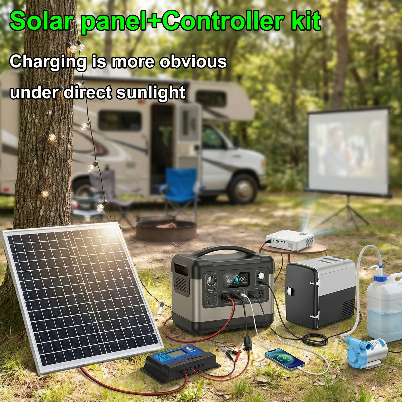 18V USB Solar Panel Kit, 100A Charging Controller for Car Boat RV