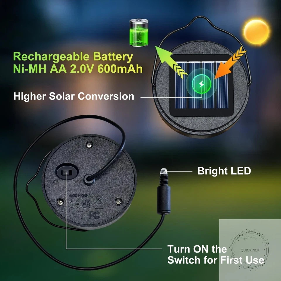 AA 600Mah Solar Light Replacement Top Parts for Solar Outdoor Lantern Waterproof