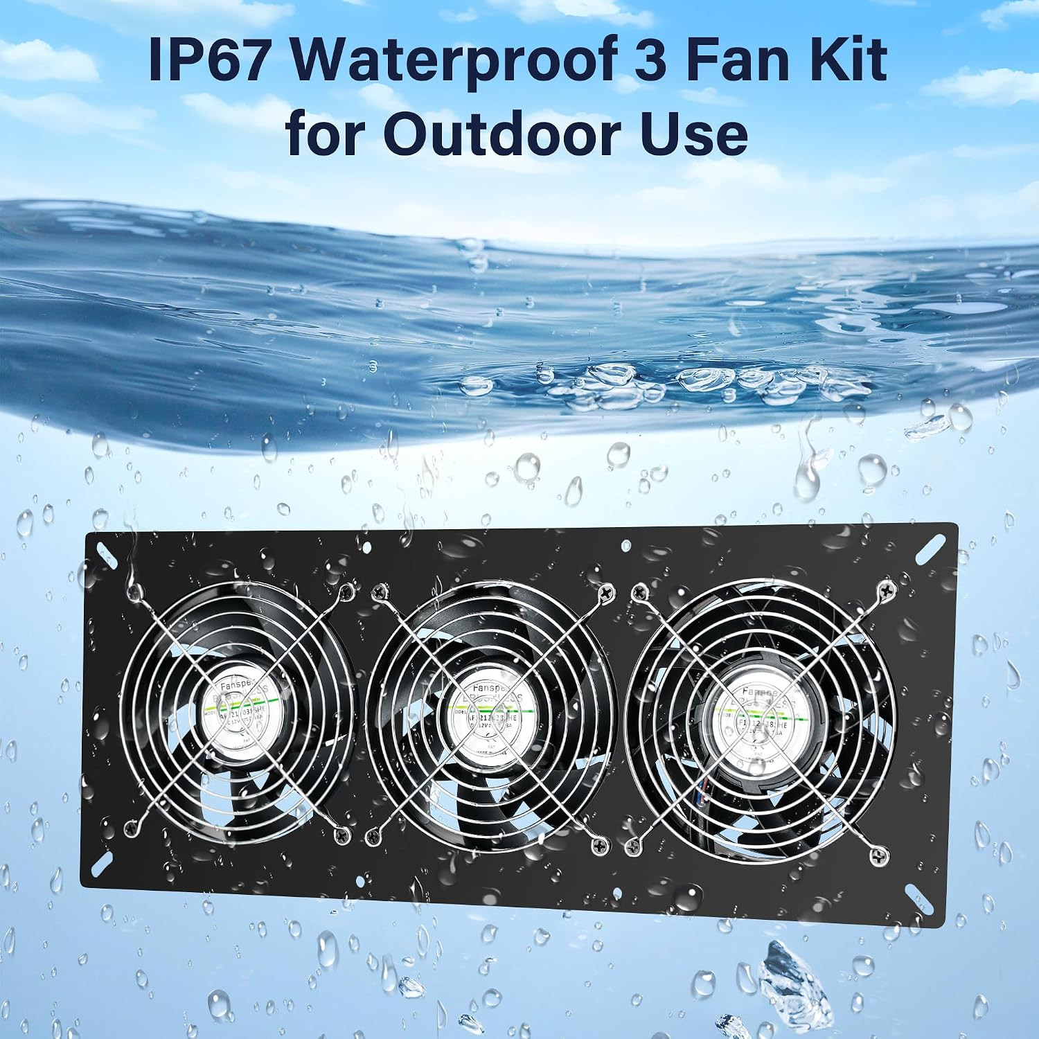 Solar 3 Fan Kit, Waterproofed Solar Powered Fans for Outdoor Chicken Coop, Green