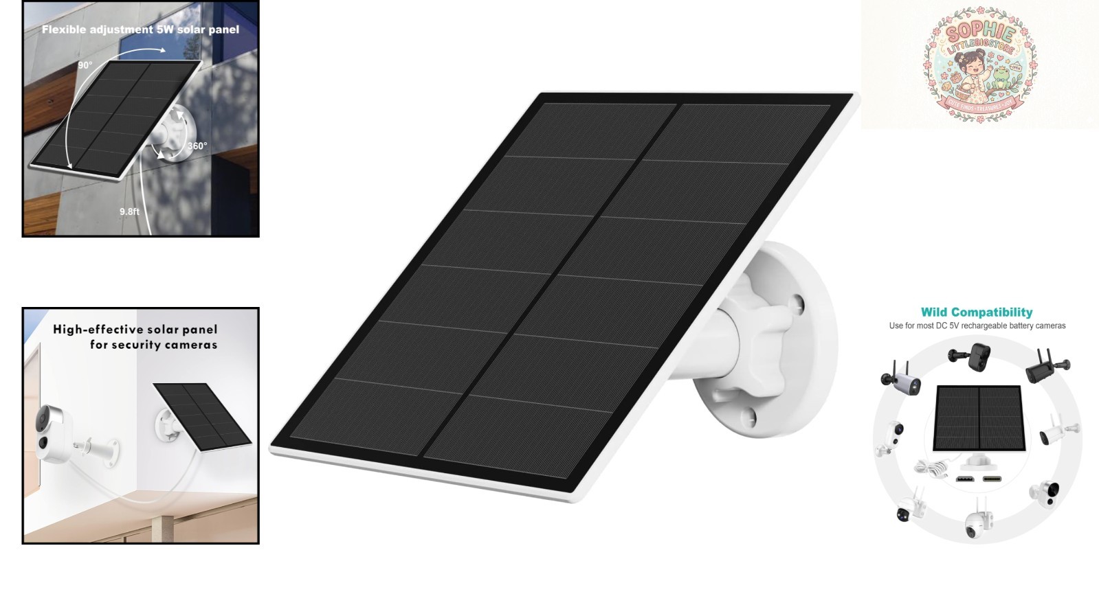 Durable 5W Solar Panel for Outdoor Use with USB-C and Micro USB Compatibility