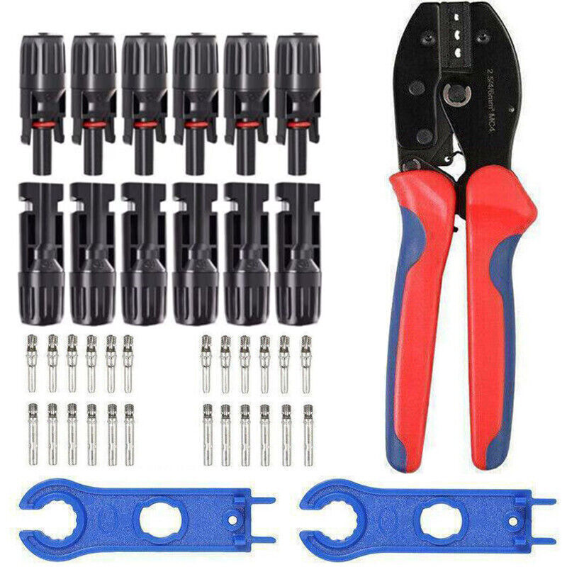 24/12PCS Solar Panel Wire Connectors Crimper PV Crimping Pliers Cable Terminals