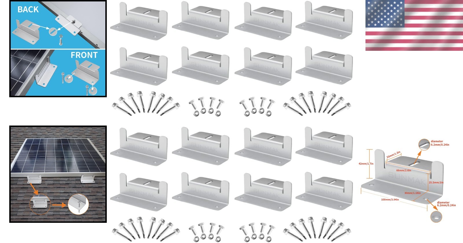 Heavy-Duty 16-Pc Solar Z Bracket Set – Corrosion-Free for Boats & Off-Grid Roofs