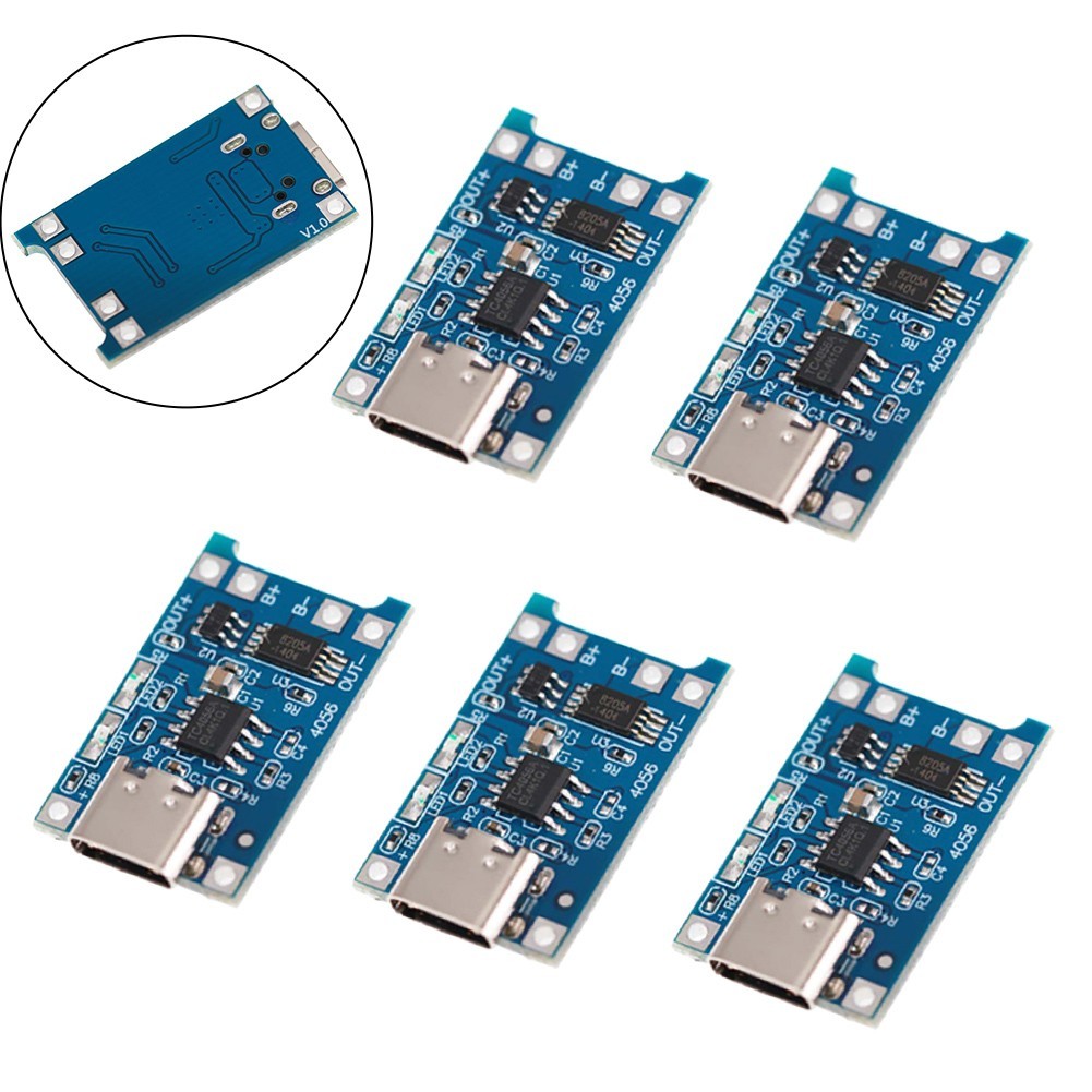 5 x USB Lithium Charger Module with Battery Protection TYPEC USB 5V 1A