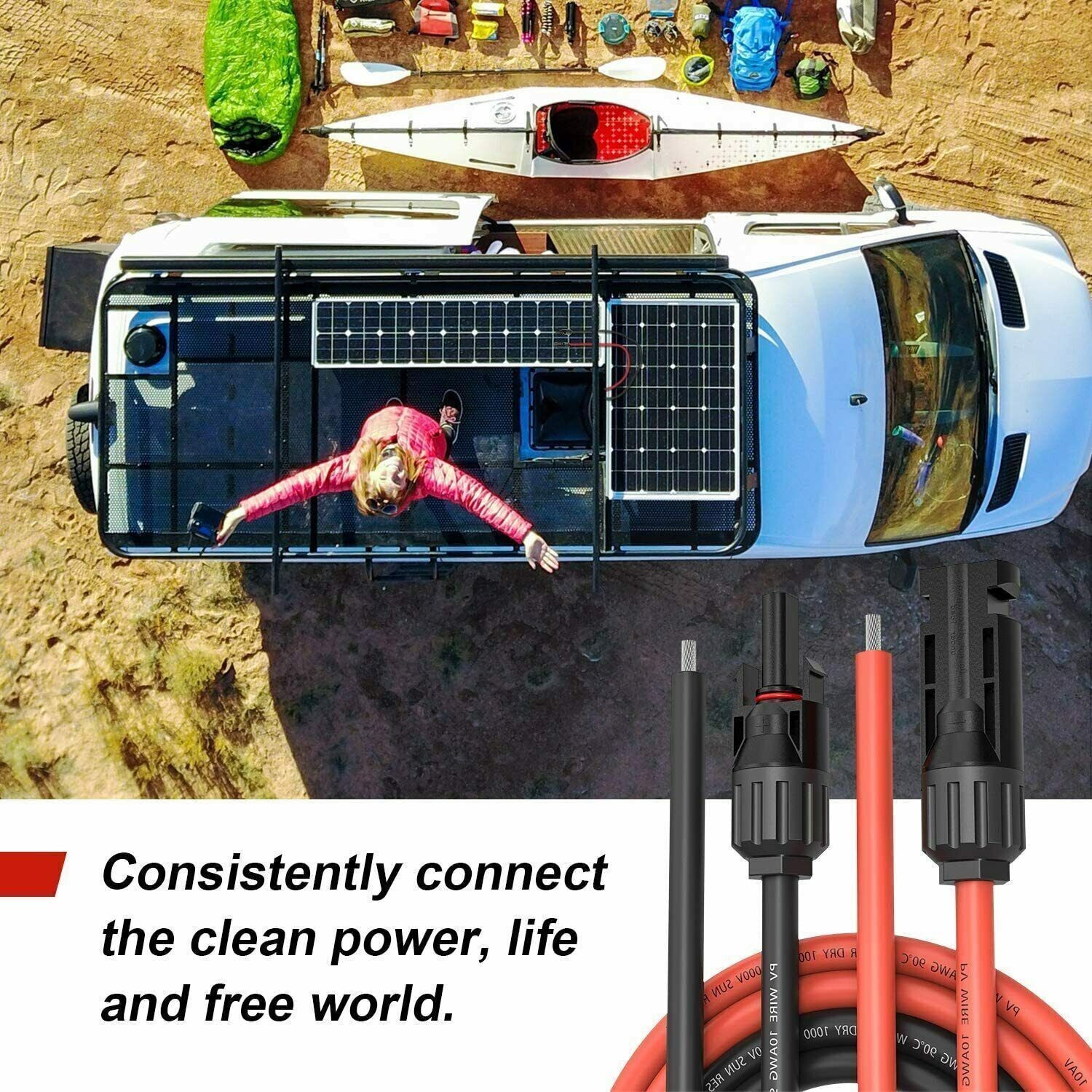 Solar Panel Extension Cable Wire Connector Regulator 2.5/4/6mm² 1M-10M