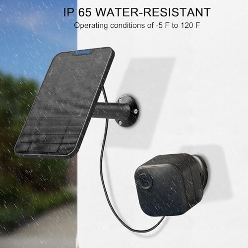 Solar Panel Charger 4W USB Type-C for Outdoor Camera 13ft Cable IP65 Mount
