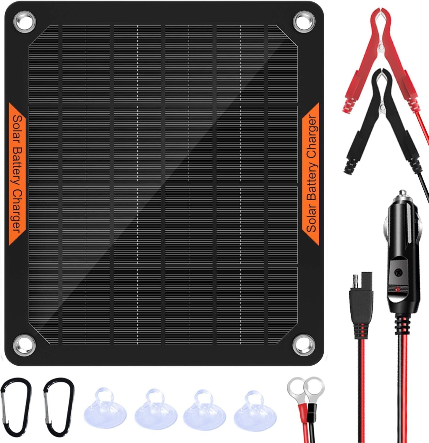 OYMSAE 5W 12V Solar Car Battery Charger Maintainer with Clips and Plug