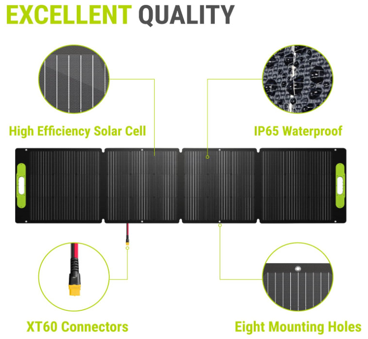 Newpowa 200W Portable Solar Panel Kit with Adjustable Kickstand Case