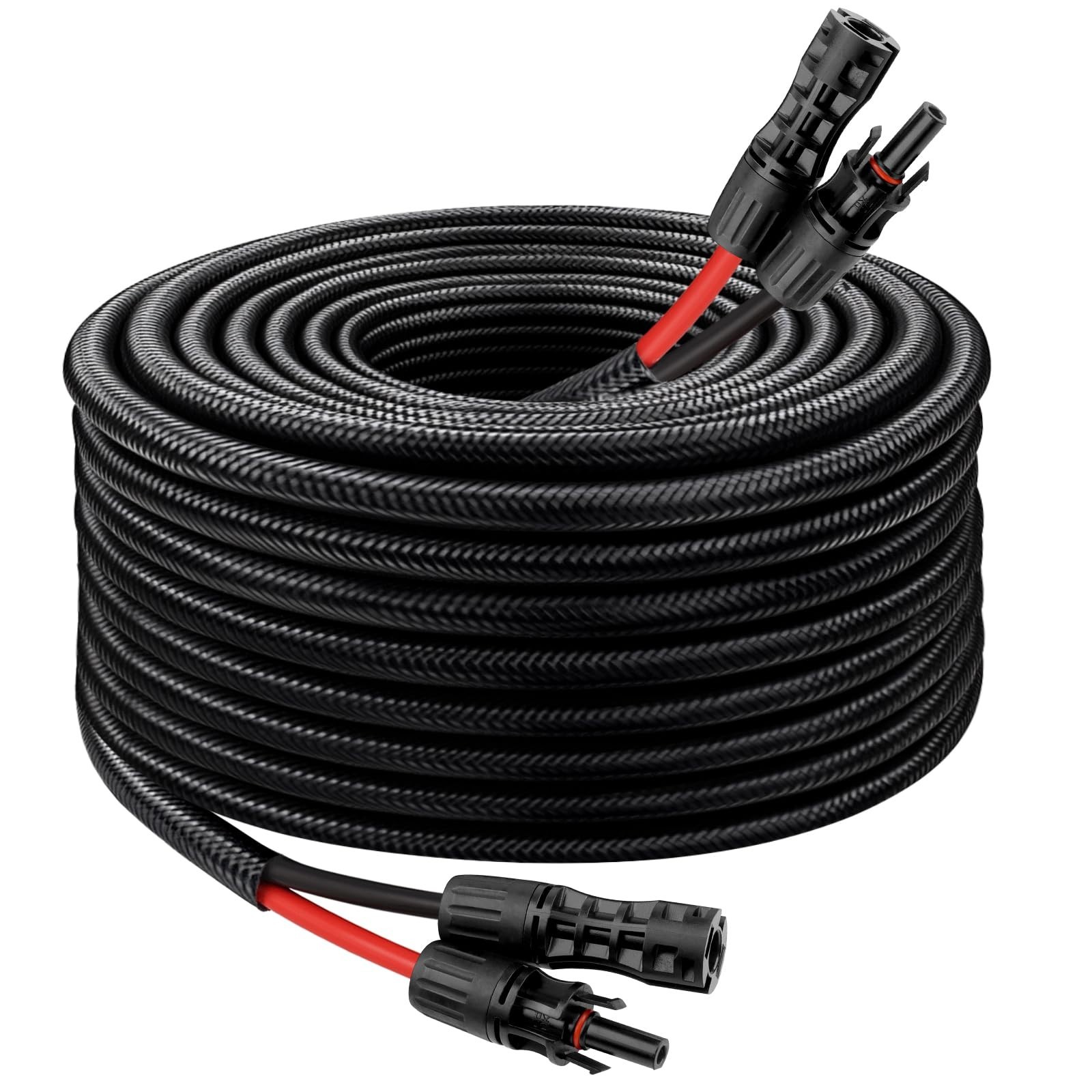 30FT 8AWG Solar Panel Extension Cable – Waterproof Connectors, Flame Retardant P