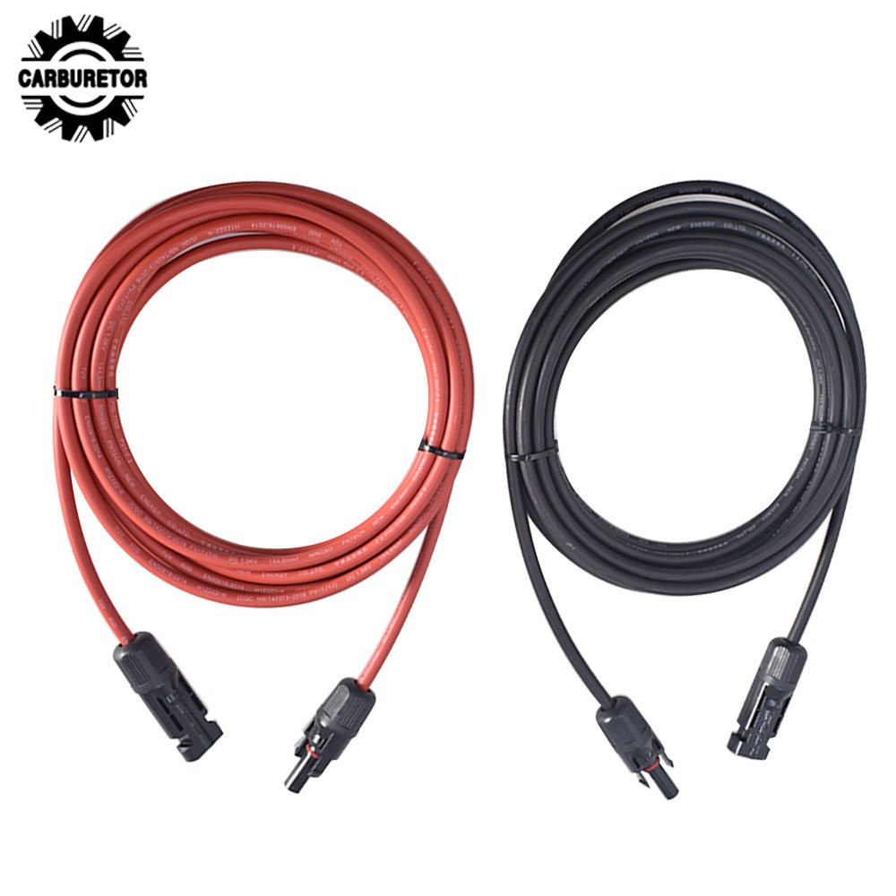 Black And Red Solar Panel Extension Cable Wire Connector 12AWG 1 Pair 10FT