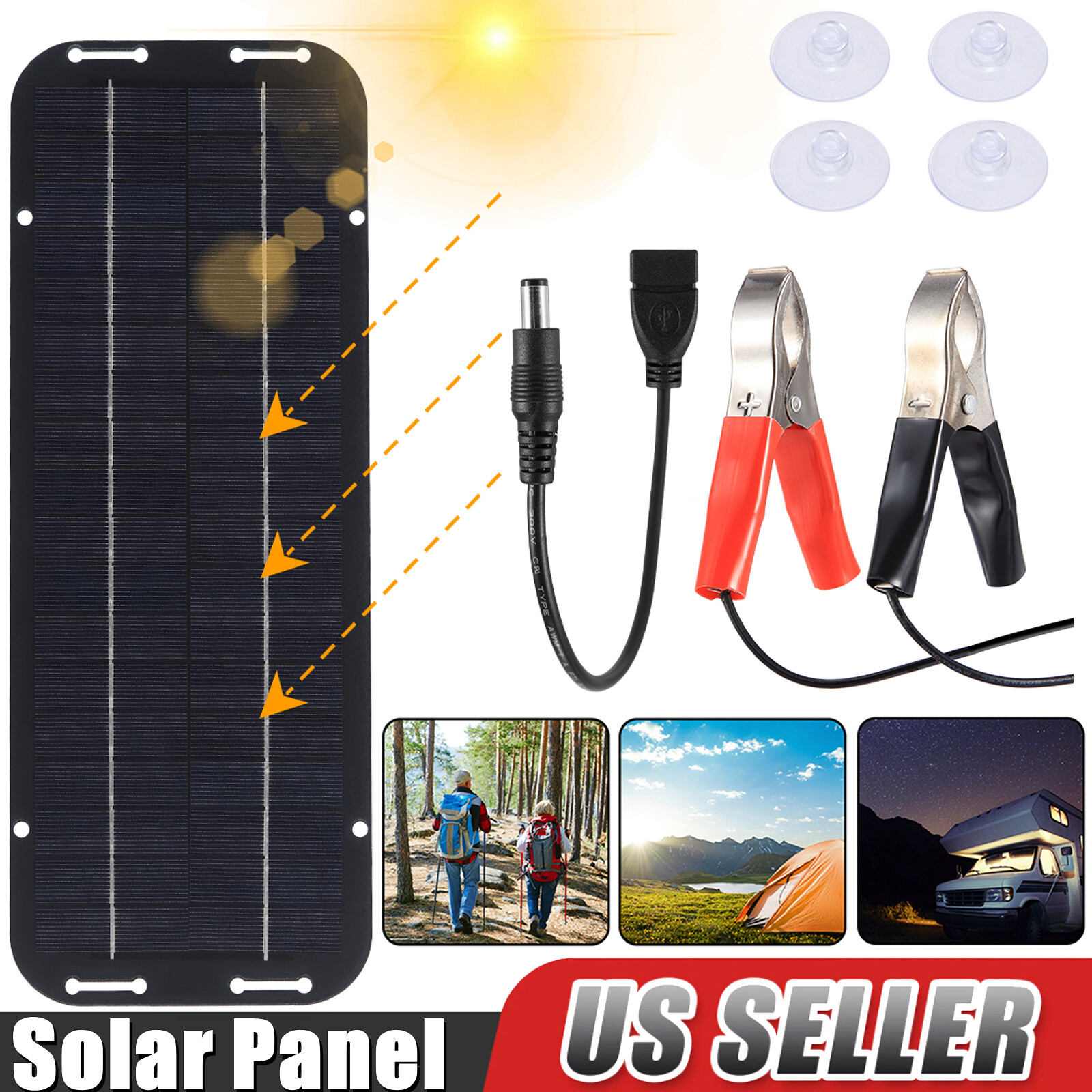 12V 30WPortable Solar Panel Car Boat Power Battery Charger Maintainer Tractor RV