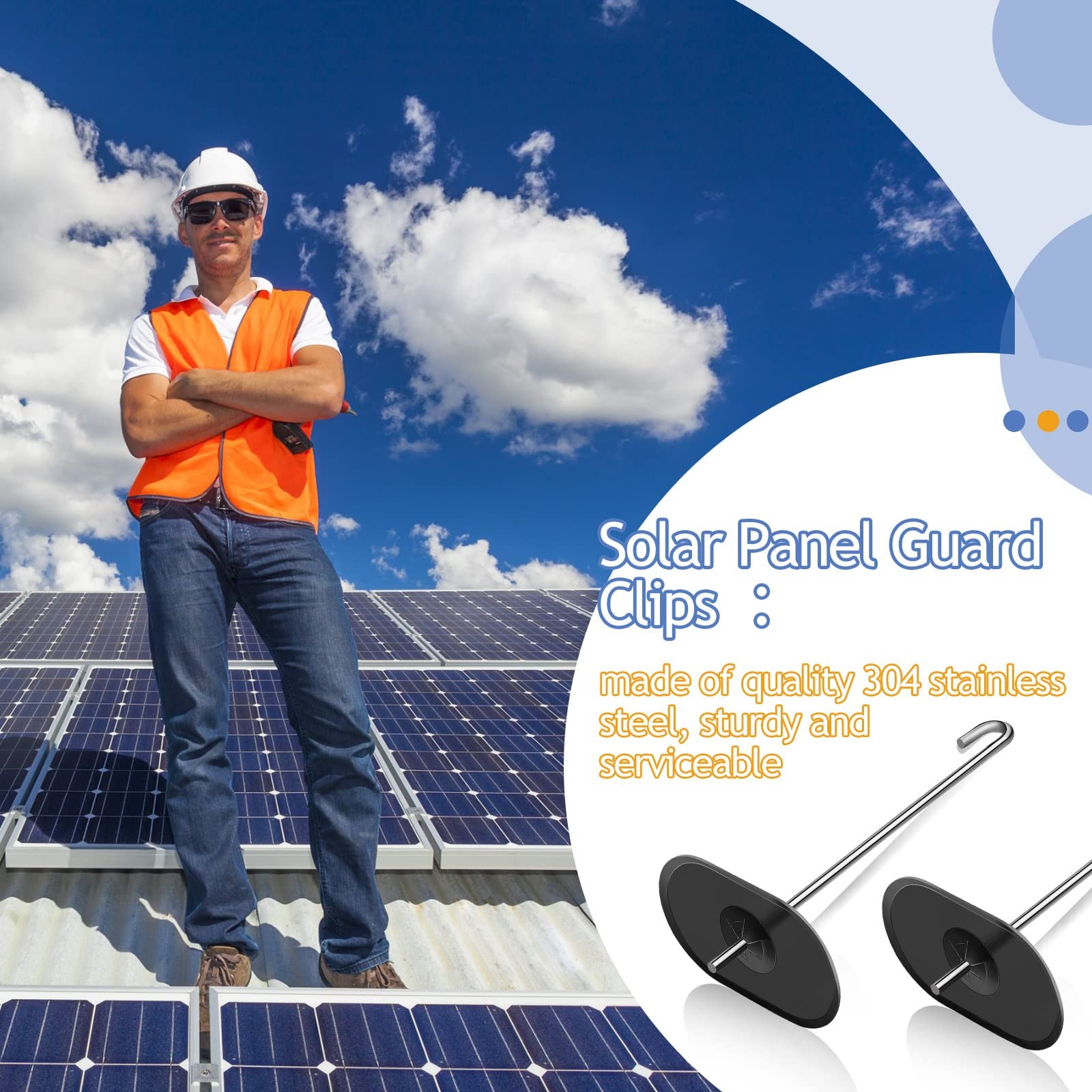 Solar Panel Bird Guard Fastener Clips Kit for One Size, silver