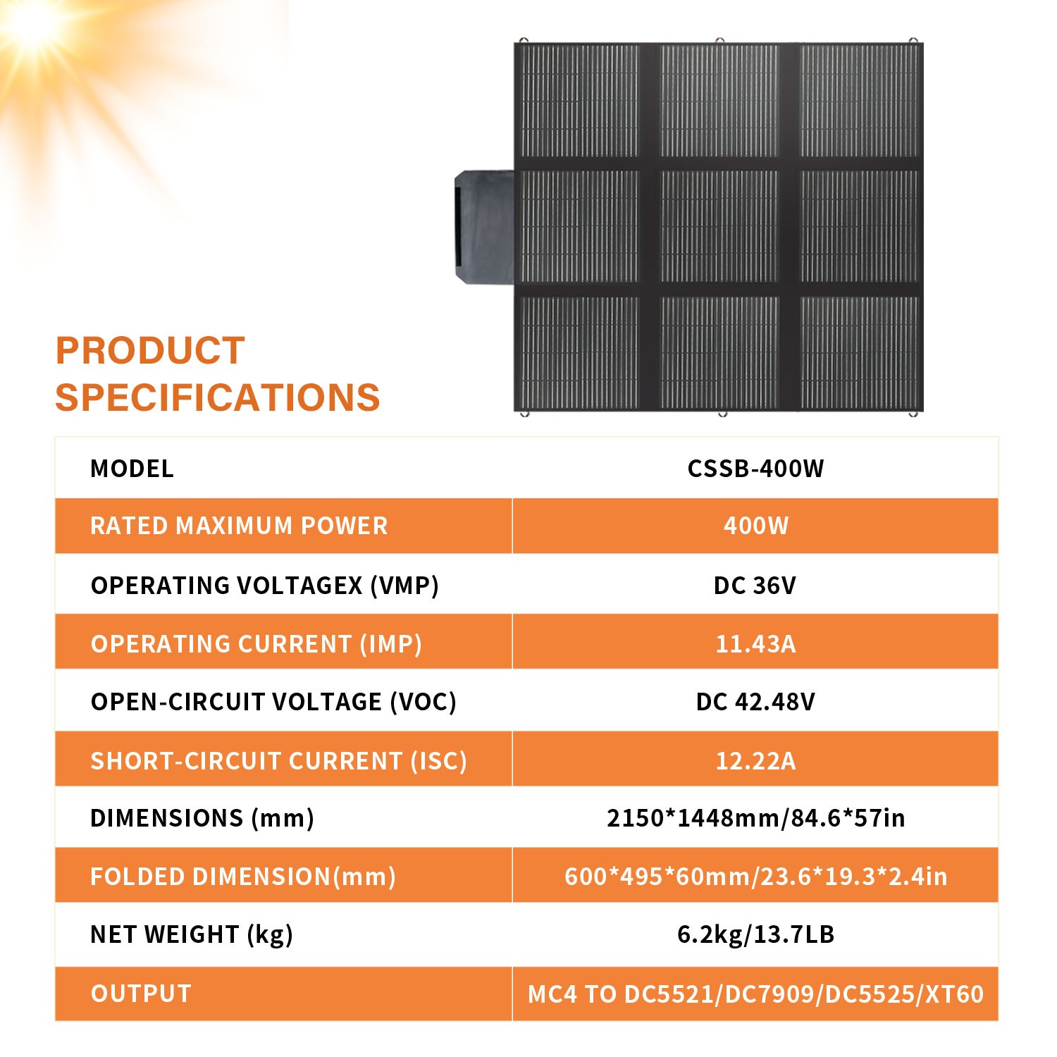 Foldable Portable Solar Panel kit 500W 400W 300W 200W for Power Station Charging