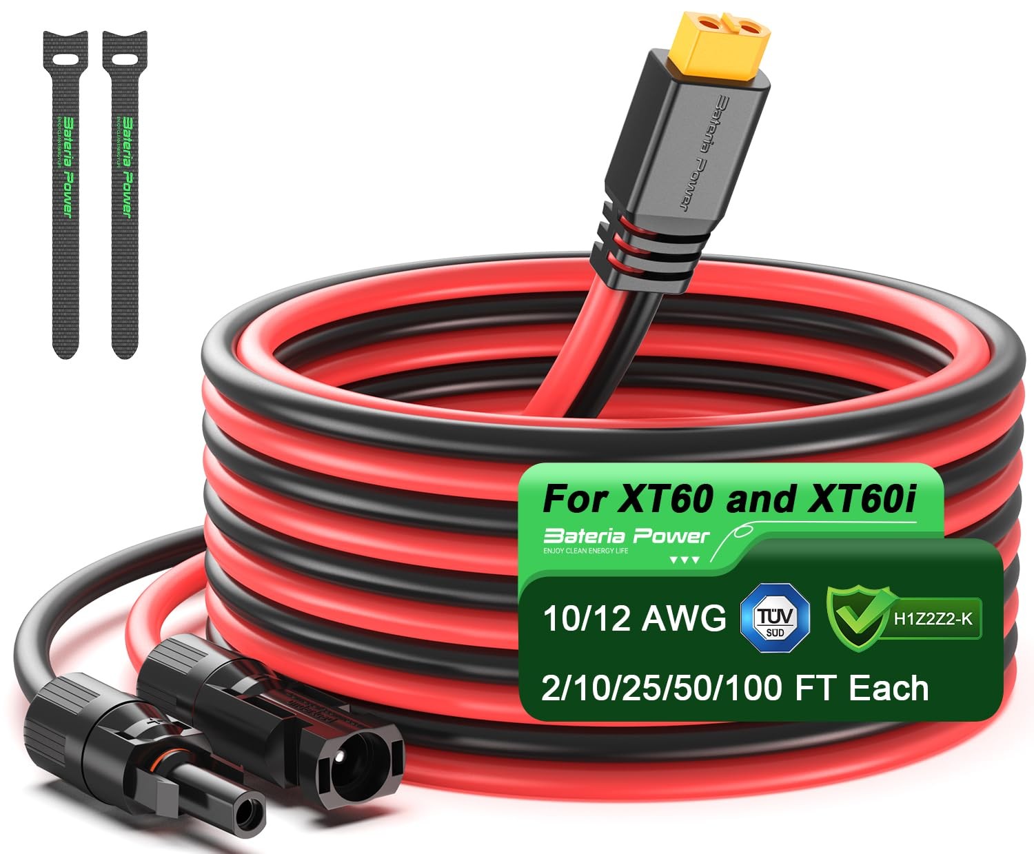 Solar to XT60 Charge Extension Cable 12AWG 2Ft Solar Connector to XT60 Adapte…