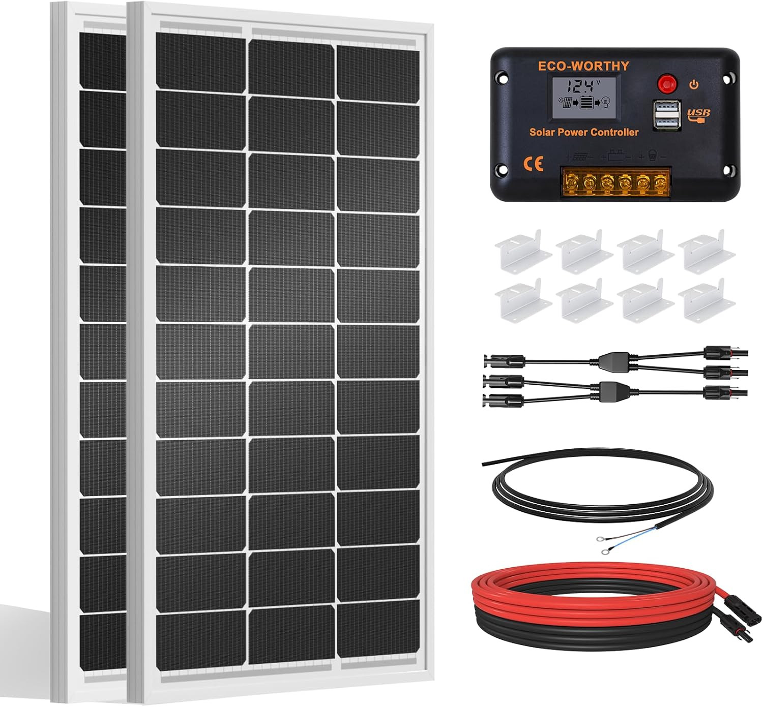 200 Watts 12 Volt/24 Volt Solar Panel Kit with High Efficiency Monocrystalline S