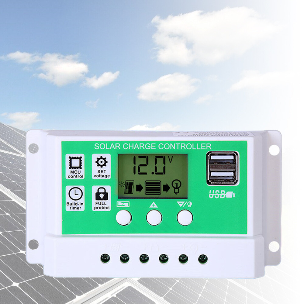 12V 24V 10A/20A/30A Solar Panel Regulator Charge Controller Battery Dual USB PWM